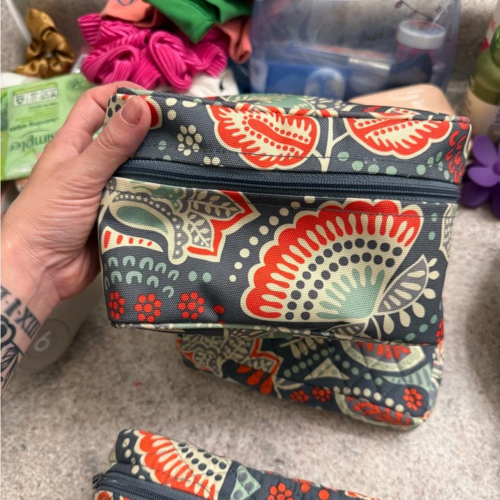 Vera Bradley Floral Bath Storage Set - Red, Green, Blue